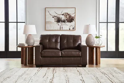Ashley Santorine Leather Loveseat Leather In Dark Brown