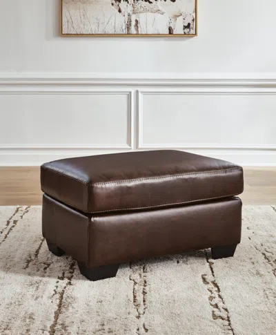 Ashley Santorine Leather Ottoman Leather In Dark Brown