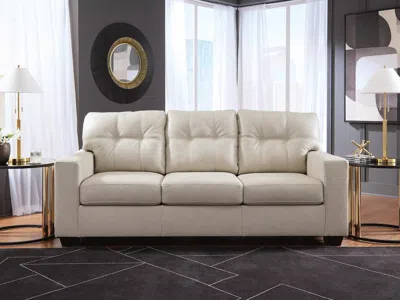 Ashley Santorine Leather Sofa Leather In Bone