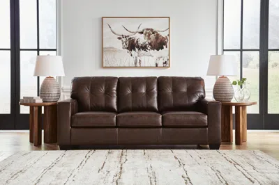 Ashley Santorine Leather Sofa Leather In Dark Brown