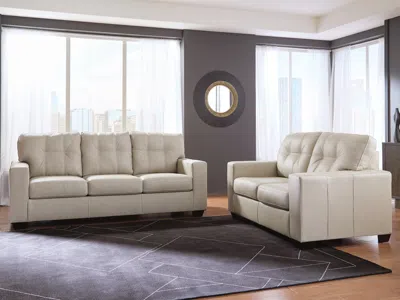 Ashley Santorine Sofa And Loveseat In Bone