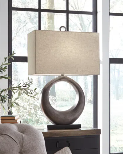 Ashley Saria Table Lamp In Antique Silver Finish
