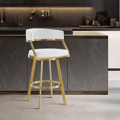 Ashley Saturn Swivel Counter Height Bar Stool In White