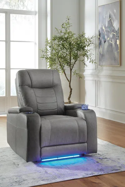 Ashley Schooner Rocks Dual Power Recliner In Slate
