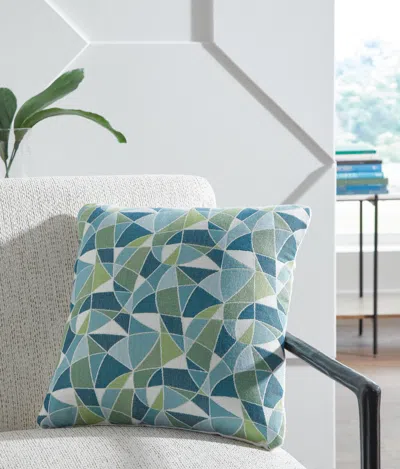 Ashley Seanow Next-gen Nuvella™ Performance Fabric Indoor/outdoor Pillow In Green/turquoise/white