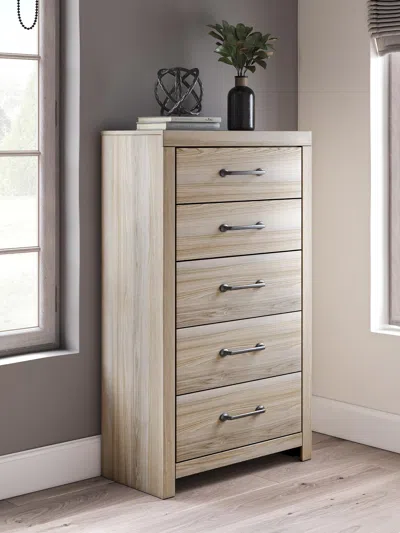 Ashley Senbry 5 Drawer Chest Of Drawers In Tan