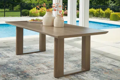 Ashley Serene Bay Outdoor Dining Table In Dark Brown