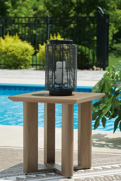 Ashley Serene Bay Outdoor End Table In Dark Brown