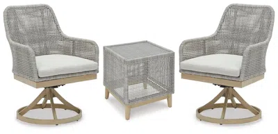 Ashley Seton Creek 2 Outdoor Chairs With End Table In Gray
