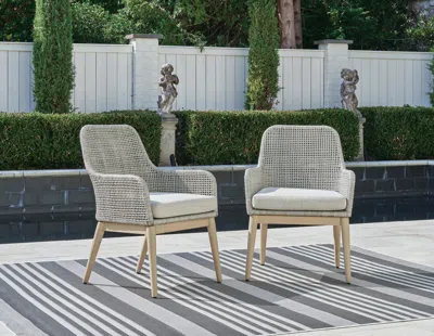 Ashley Seton Creek Outdoor Dining Arm Chair (set Of 2) In Gray