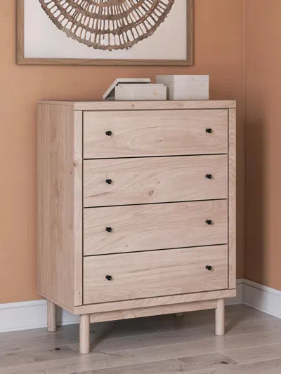 Ashley Shapella 4 Drawer Chest In Tan