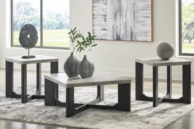 Ashley Sharstorm Table (set Of 3) In Two-tone Gray