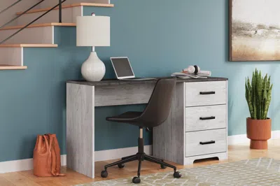 Ashley Shawburn 54" Home Office Desk In White/dark Charcoal Gray
