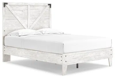 Ashley Shawburn Full Crossbuck Panel Platform Bed In White/dark Charcoal Gray