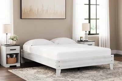 Ashley Shawburn Queen Platform Bed In Whitewash