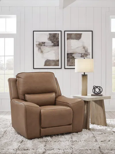 Ashley Silverbrooke Dual Power Leather Recliner Leather In Caramel