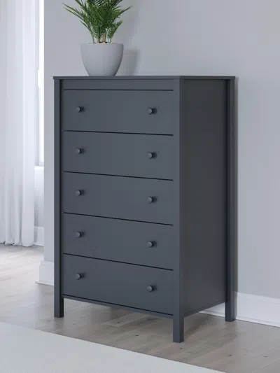 Ashley Simmenfort 5 Drawer Chest Of Drawers In Navy Blue