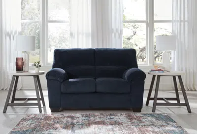 Ashley Simplejoy Loveseat In Navy