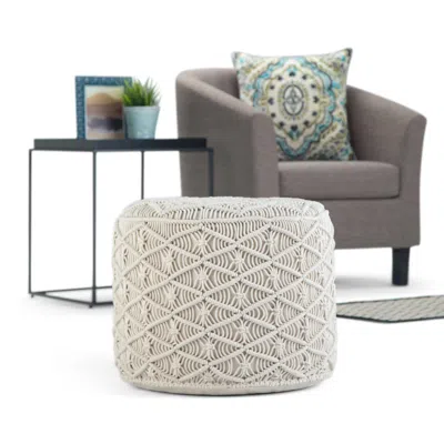 Ashley Simpli Home Coates Macrame Pouf In Natural