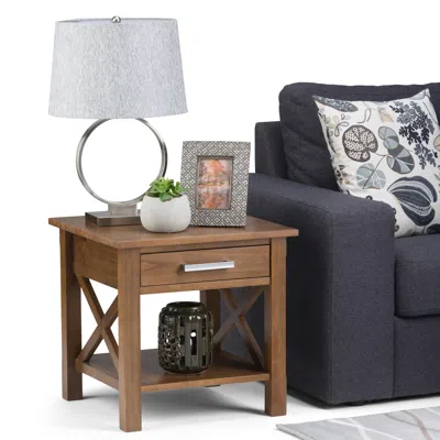 Ashley Simpli Home Kitchener End Table In Medium Saddle Brown