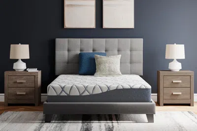 Ashley Sleep Gruve 10" Firm Memory Foam California King Mattress In White/blue
