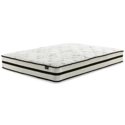Ashley Socalle Twin Platform Bed With Chime 10 Inch Medium Hybrid Mattress In A Box In Light Natural