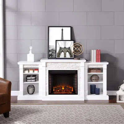 Ashley Southern Enterprises Brently 71" Mantel With Electric Fireplace In White