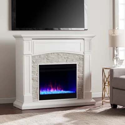 Ashley Southern Enterprises Furniture Brennax Color Changing Media Fireplace In Crisp White