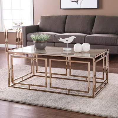 Ashley Southern Enterprises Furniture Chucksville Cocktail Table In Champagne/gold