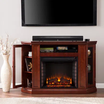 Ashley Southern Enterprises Furniture Dobrenston Convertible Electric Fireplace Mantel In Cherry
