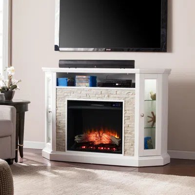 Ashley Southern Enterprises Furniture Harper Convertible Touch Screen Fireplace Mantel In Fresh White