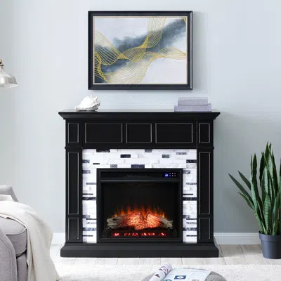 Ashley Southern Enterprises Furniture Odella Touch Screen Fireplace Mantel In Black