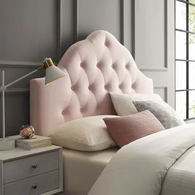 Ashley Sovereign Queen Diamond Tufted Velvet Headboard In Pink