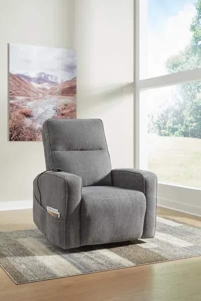 Ashley Starganza Next-gen Nuvella™ Performance Fabric Power Lift Recliner In Gray