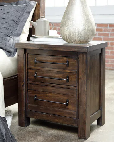 Ashley Starmore 25" 2 Drawer Charging Nightstand In Brown