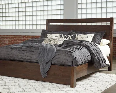 Ashley Starmore King Panel Bed With Chime 10 Inch Memory Foam Mattress In A Box In Brown