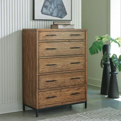 Ashley Steenlage 5 Drawer Chest Of Drawers In Brown