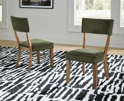 Ashley Steenlage Dining Chair In Green/brown