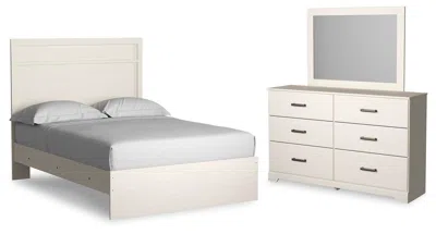 Ashley Stelsie Full Panel Bed With Mirrored Dresser In White