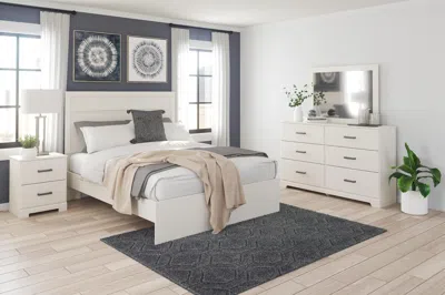 Ashley Stelsie Queen Panel Bed With Mirrored Dresser And Nightstand In White