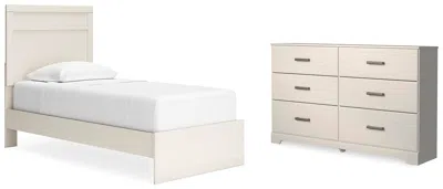 Ashley Stelsie Twin Panel Bed With Dresser In White