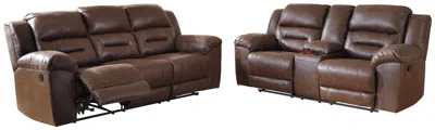 Ashley Stoneland Manual Reclining Sofa And Loveseat Set In Chocolate