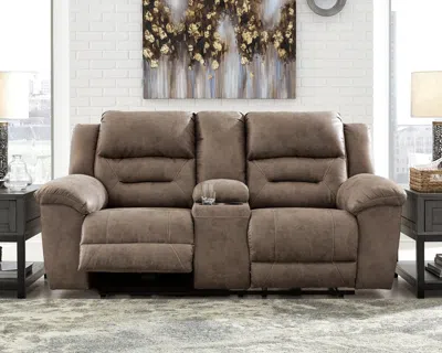 Ashley Stoneland Power Reclining Loveseat With Console In Fossil