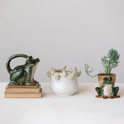 Ashley Storied Home Frog Planter In Multi
