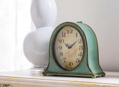 Ashley Storied Home Mantel Clock With Aqua Finish