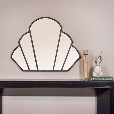 Ashley Storied Home Scallop Shaped Wall Mirror In Distressed Black