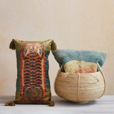 Ashley Storied Home Tiger Lumbar Pillow With Tassels In Multi