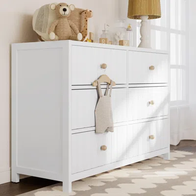 Ashley Storkcraft California 6 Drawer Double Dresser In White/driftwood