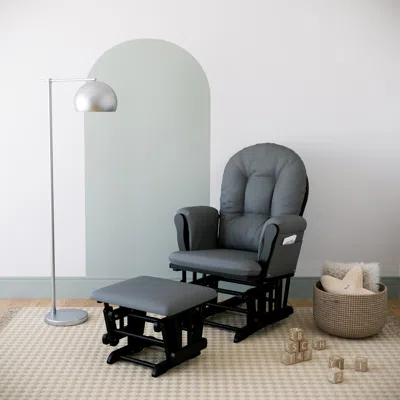 Ashley Storkcraft Hoop Glider And Ottoman In Black/gray