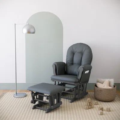 Ashley Storkcraft Hoop Glider And Ottoman In Gray/gray